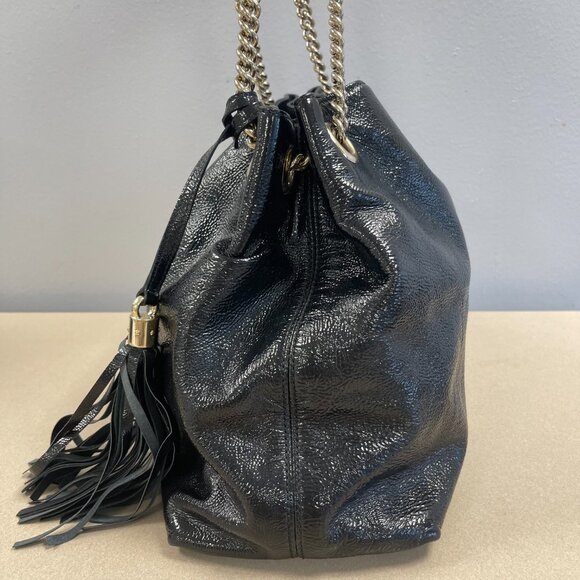 Gucci Black Patent Leather Interlocking G Soho Chain Tote Bag - Preowned - Picture 11 of 15